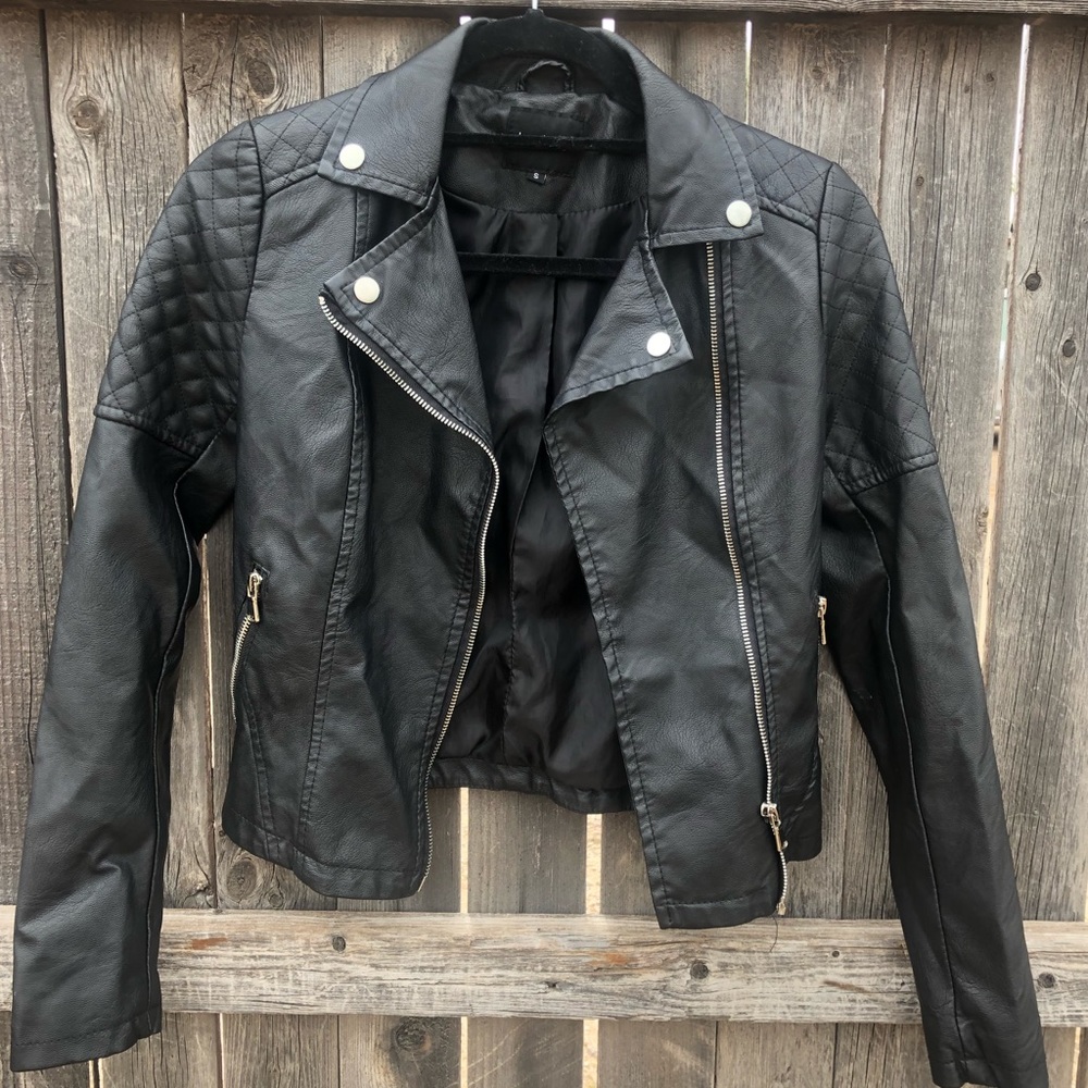 Boohoo Black Vegan Leather Moto Jacket